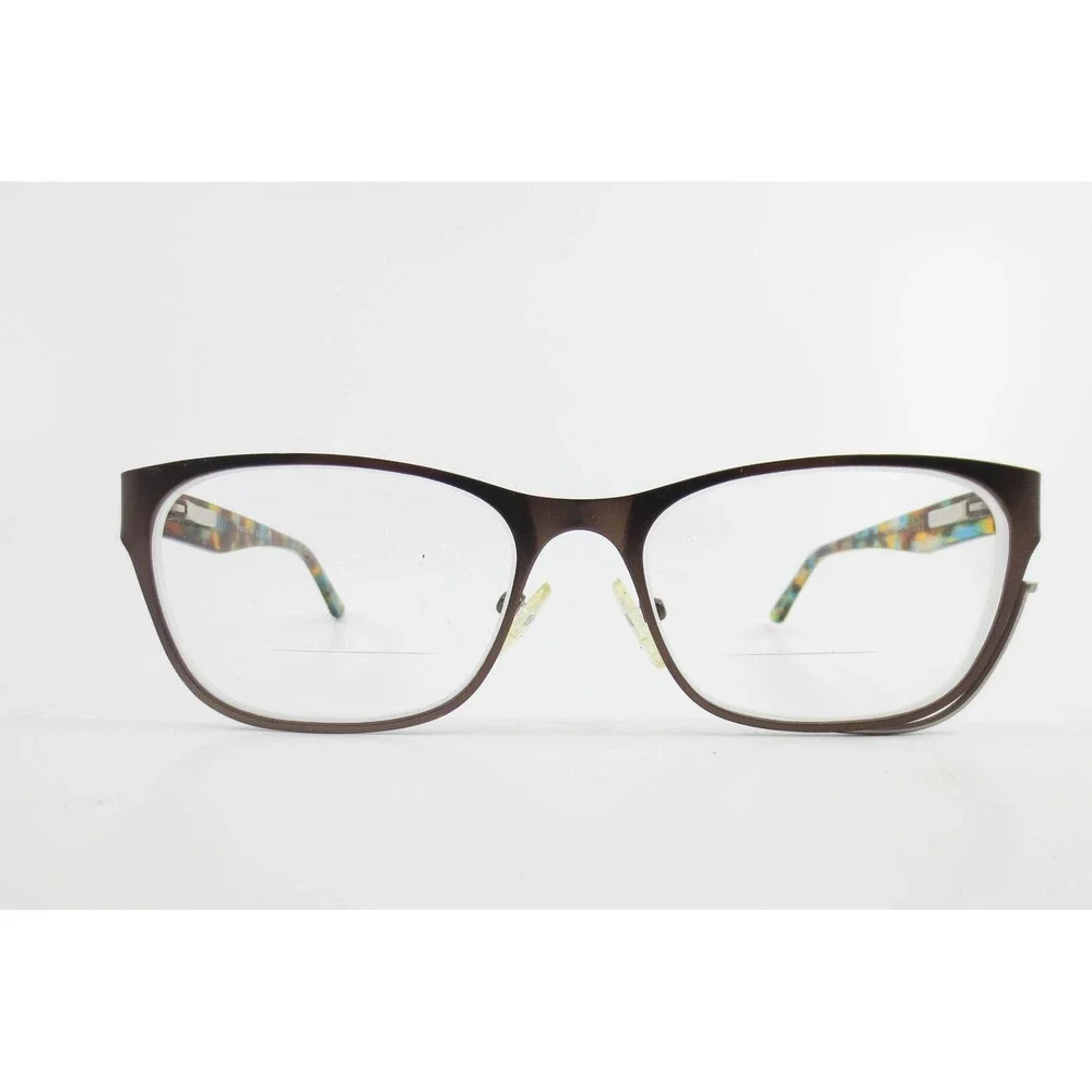Womens Brown Metal Rectangular Eyeglasses Multi Color Tortoise WM5104 BR